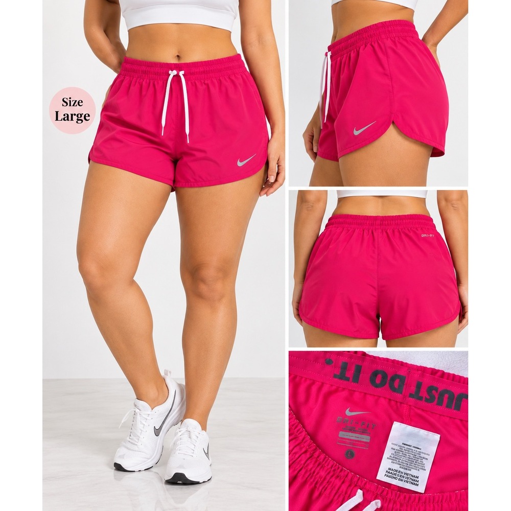 Nike Womens Dri-FIT Running Shorts Pink Magenta Just Do It Waistband Large
